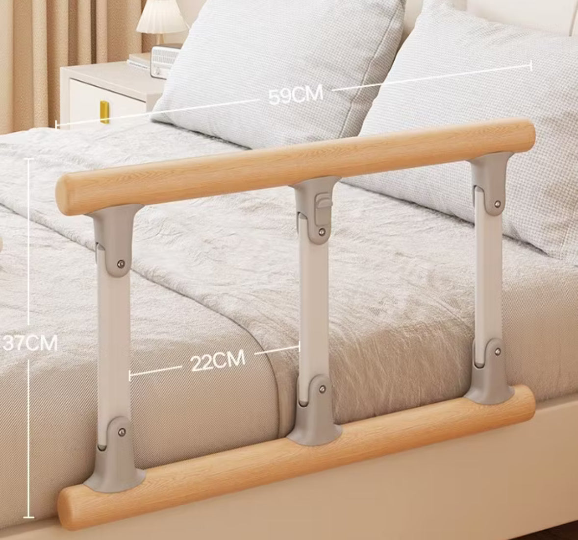 Folding Bed Rails Safety Bed Assist Rail with Adjustable Heights (59cmx37cm)