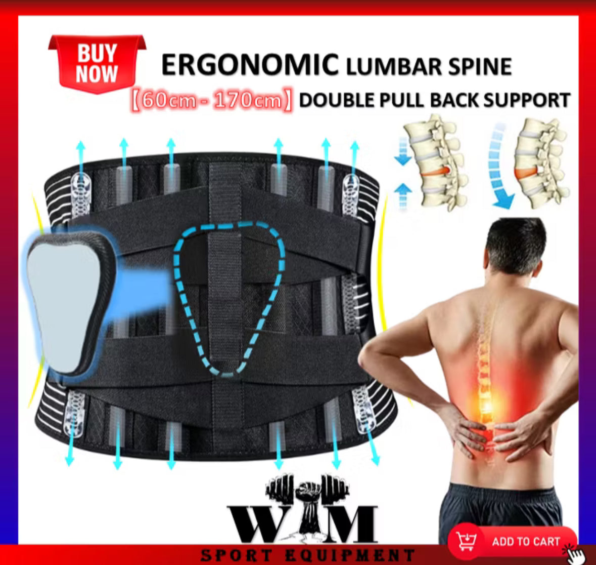 Double Pull Back Lumbar Support Belt Waist Spine Waist Trainer Brace Back Pain Relief