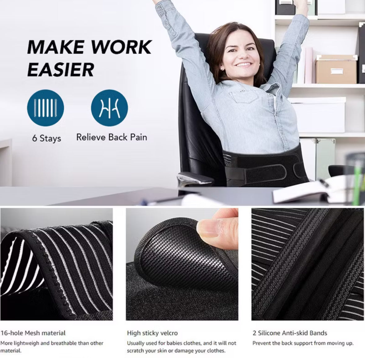 Double Pull Back Lumbar Support Belt Waist Spine Waist Trainer Brace Back Pain Relief