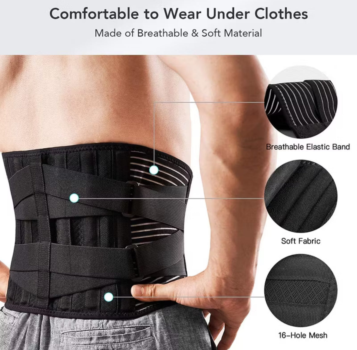 Double Pull Back Lumbar Support Belt Waist Spine Waist Trainer Brace Back Pain Relief