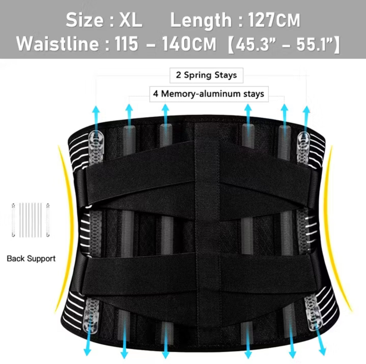 Double Pull Back Lumbar Support Belt Waist Spine Waist Trainer Brace Back Pain Relief