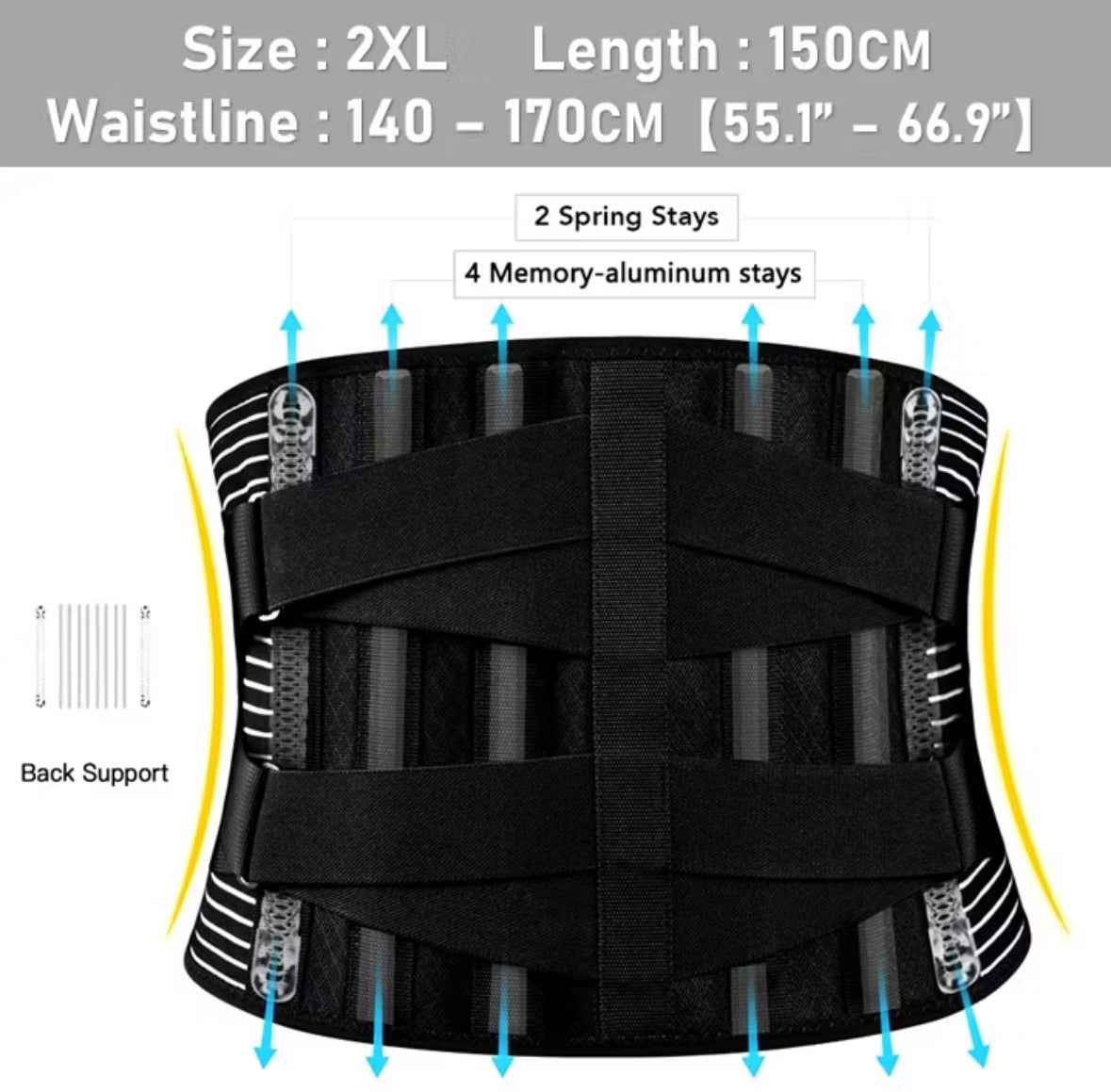 Double Pull Back Lumbar Support Belt Waist Spine Waist Trainer Brace Back Pain Relief