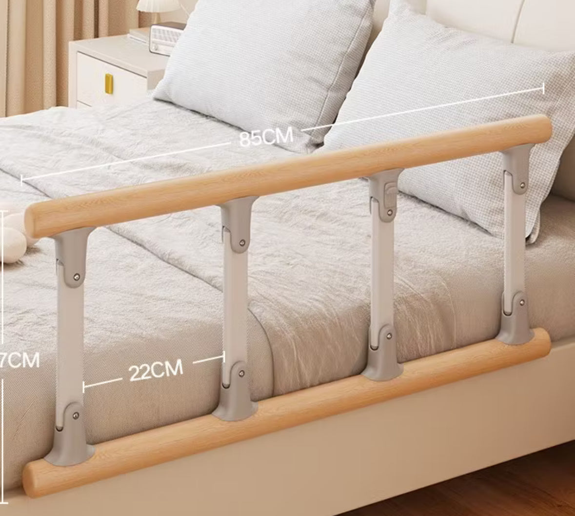 Folding Bed Rails Safety Bed Assist Rail with Adjustable Heights (85cm x 37cm)