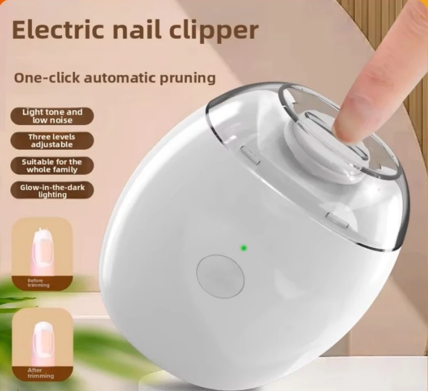 2 IN 1 Electric Nail Clipper With LED Light Automatic Nail Grinder Trimmer