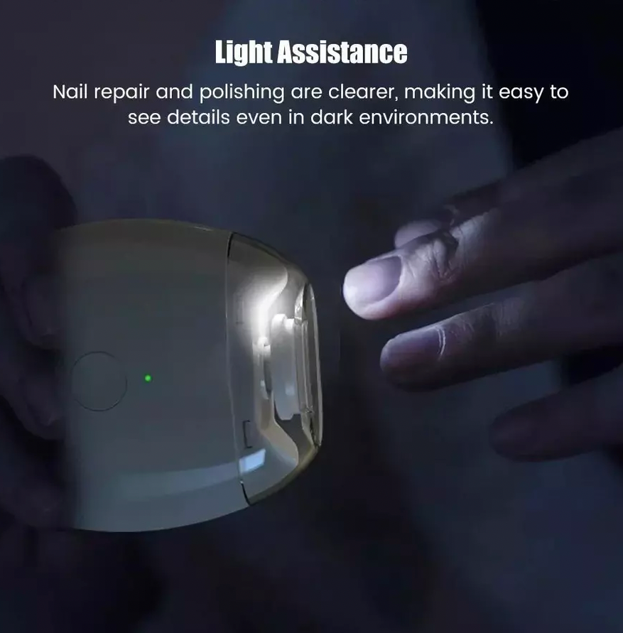 2 IN 1 Electric Nail Clipper With LED Light Automatic Nail Grinder Trimmer