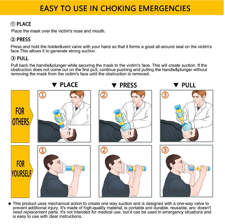 Choking Rescue Device for Kids and Adults with 2 Masks (Portable)